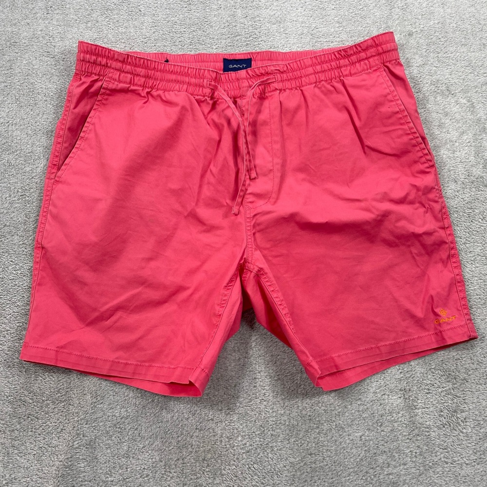 GANT Shorts Men Medium Pink Chino Drawstring Elastic Waist Cotton Twill Boat
